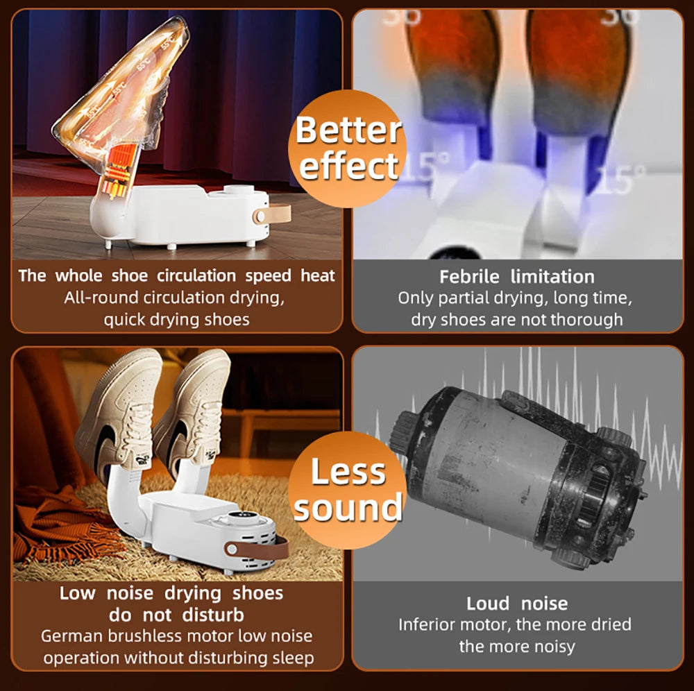 Shoe Dryer 220V Shoes Drying Machine Electric Footwear Dryer Foldable Ski Boots Slippers Sneaker Dryer Portable Boot Shoe Heater